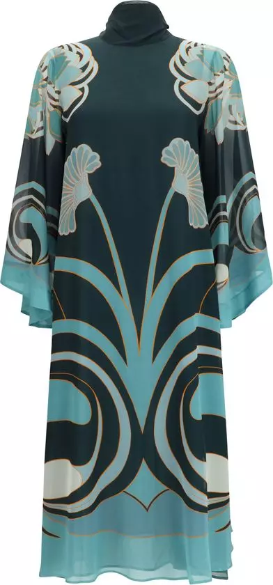 Blue Silk Casual Dress