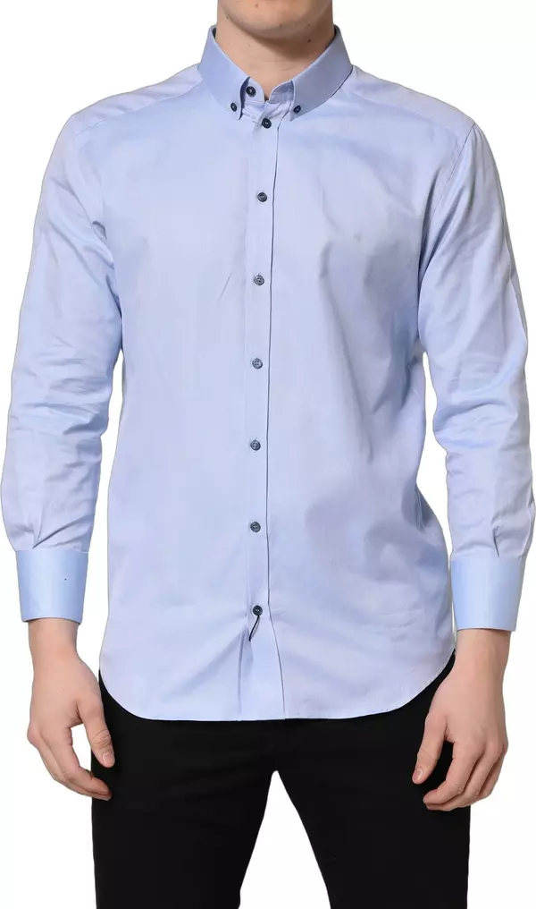 Light Blue Cotton Dress Formal Men Shirt