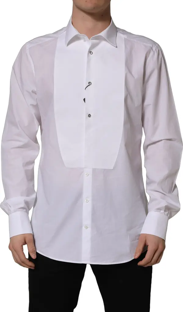 White Bib Cotton Poplin Dress Formal Shirt