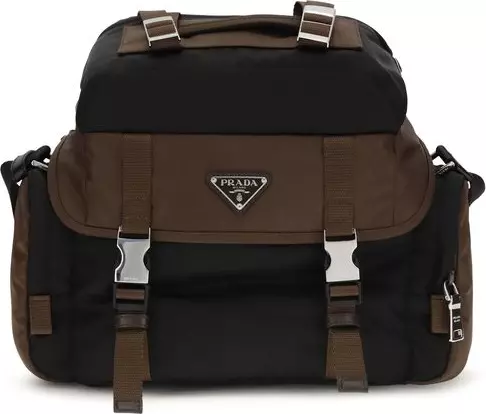 Brown Recycled Polyamide Shoulder Bag