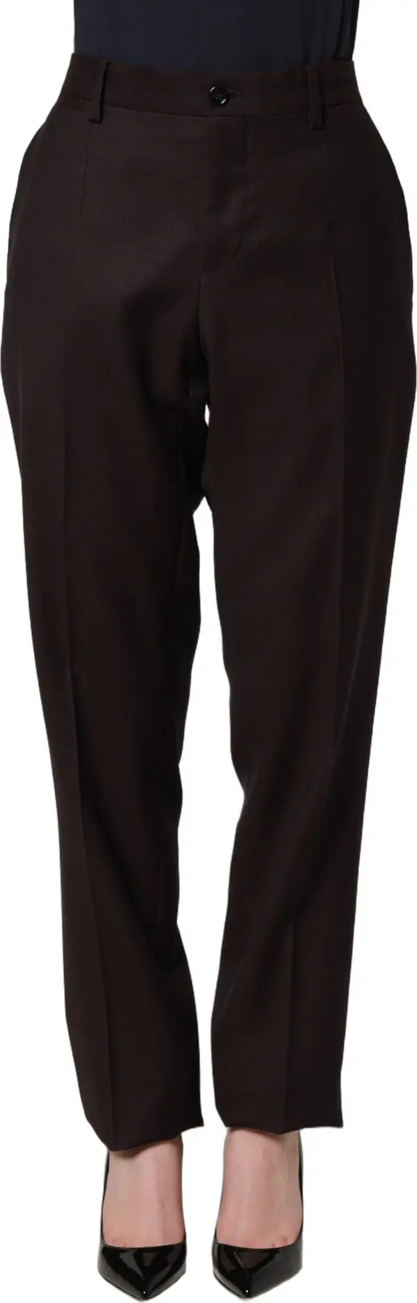 Brown Straight Leg Dress Silk Trousers Pants