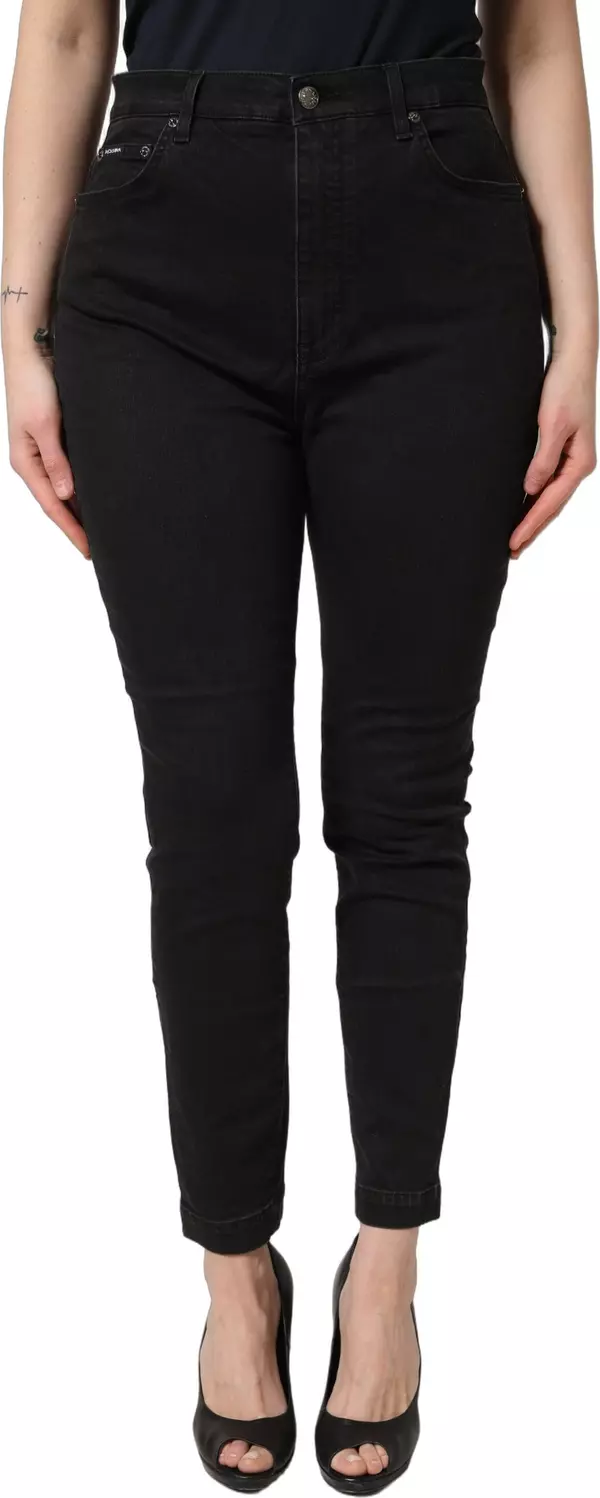 Black Skinny Cotton High Waist Denim Jeans