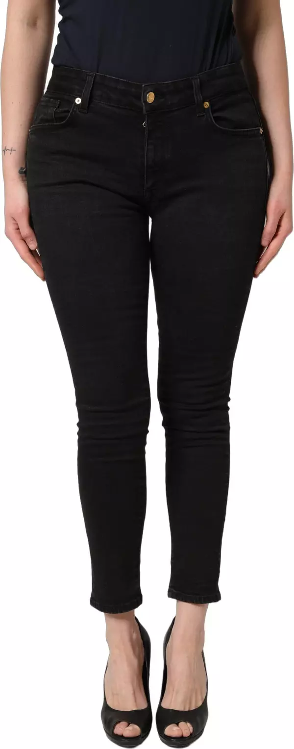 Black Skinny Cotton Low Waist Denim Jeans