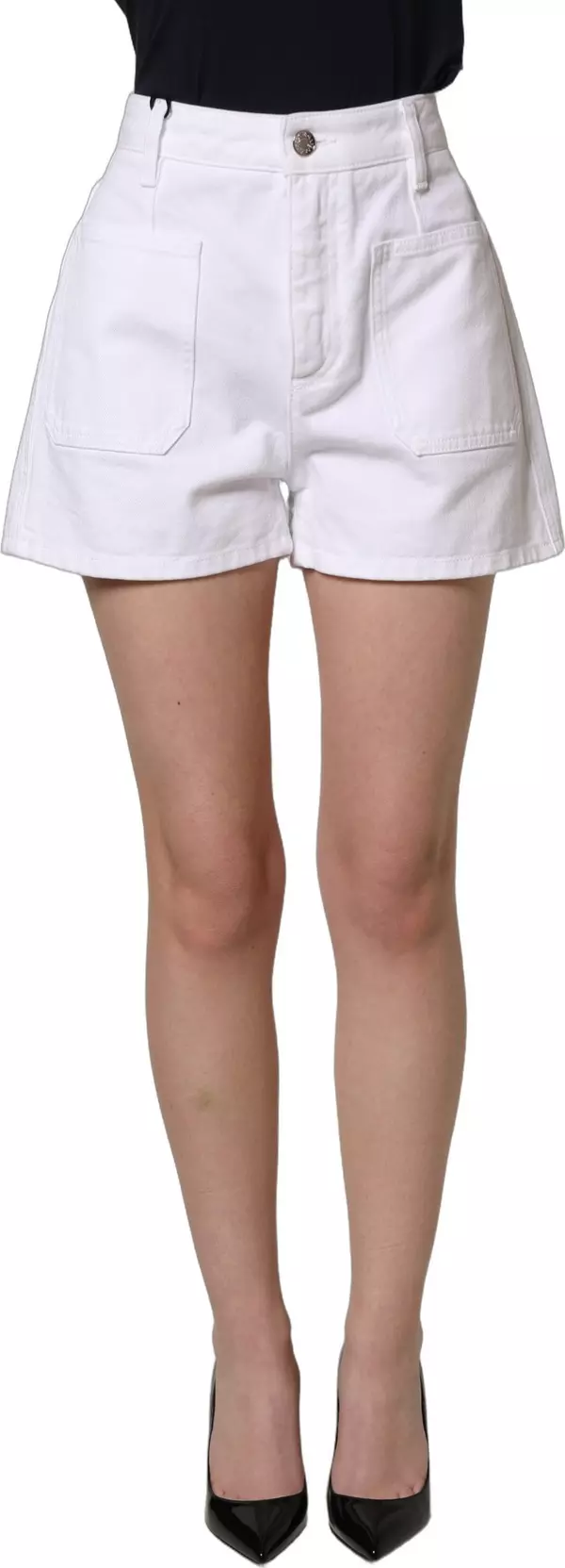 White Cotton HighWaist Denim Hotpants Shorts