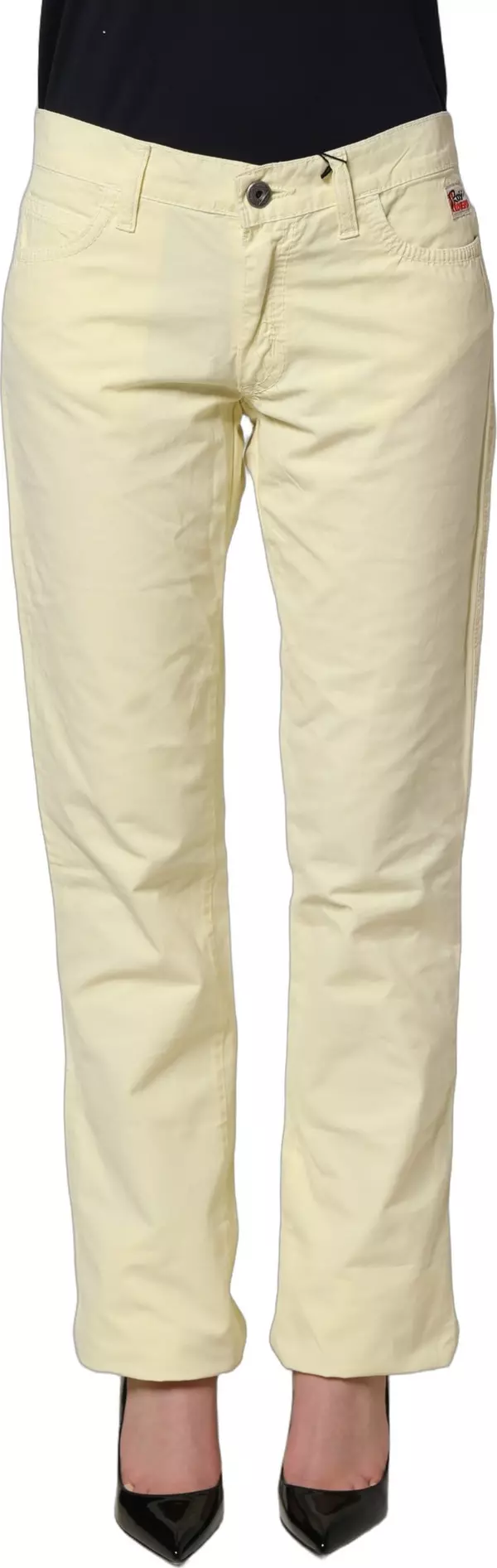 Yellow Cotton Straight Casual Denim Trouser Jeans