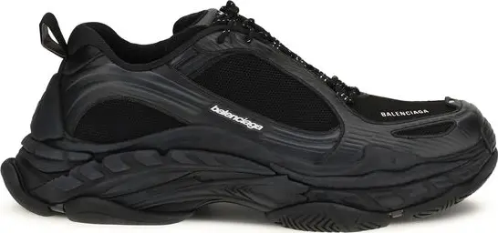 Black Polyester Athletic Sneakers