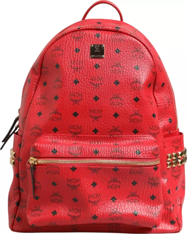Medium Stark Studded Visetos Backpack - Red
