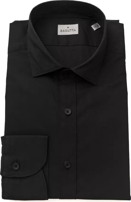 Black Cotton Men's Slim Shirt