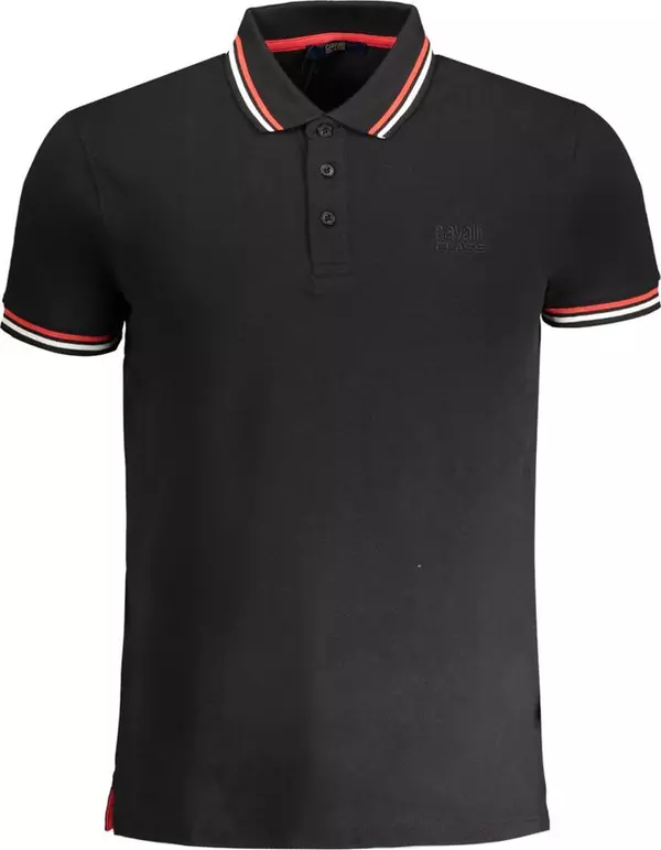 Black Cotton Men Polo Shirt