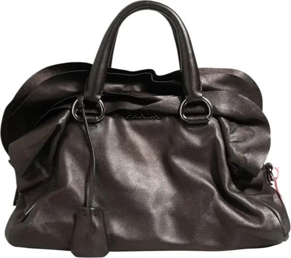 Metallic Nappa Leather Ruffle Shoulder Bag