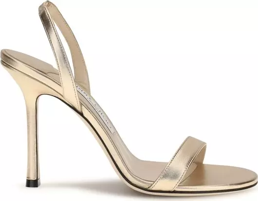 Gold Calf Leather Bos Taurus Stiletto Heel Sandals