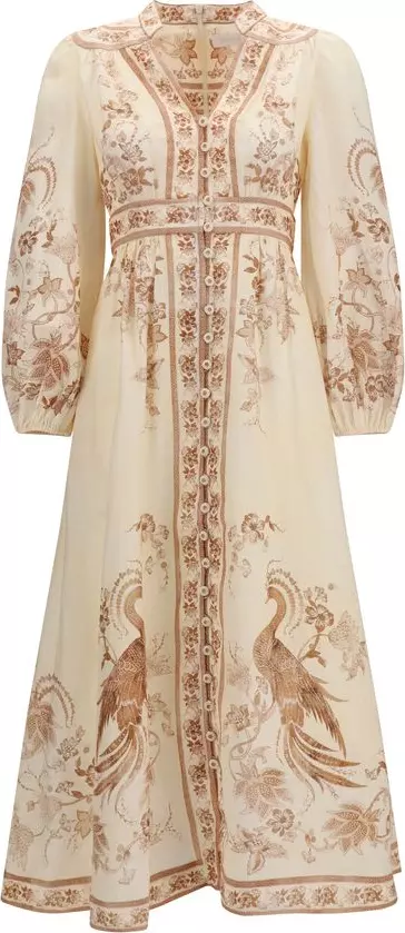 Beige Linen Casual Dress