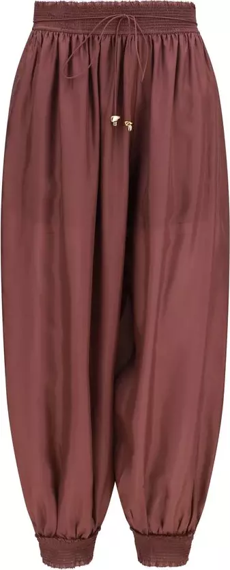 Bordeaux Silk Casual Pants
