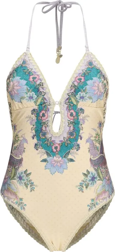 Beige Polyamide One-Piece Swimsuit