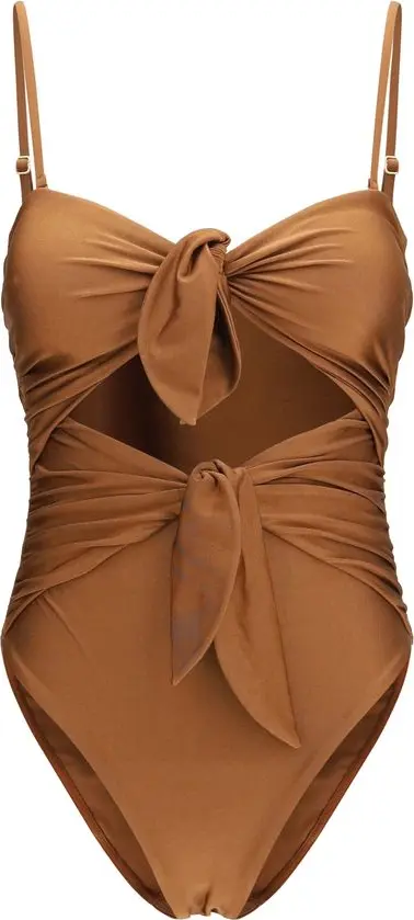 Beige Polyamide One-Piece Swimsuit
