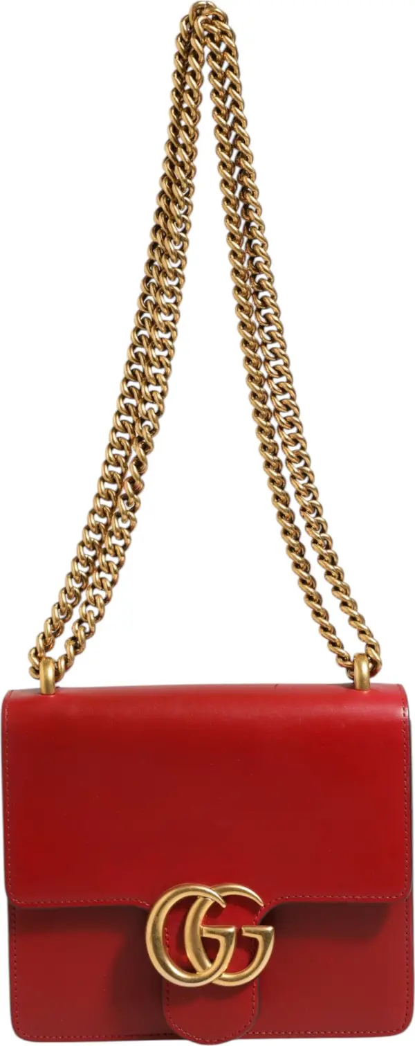 Marmont small shoulder bag in Rosso Ancora red leather