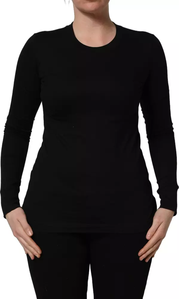 Black Long Sleeves Crew Neck Pullover Sweater