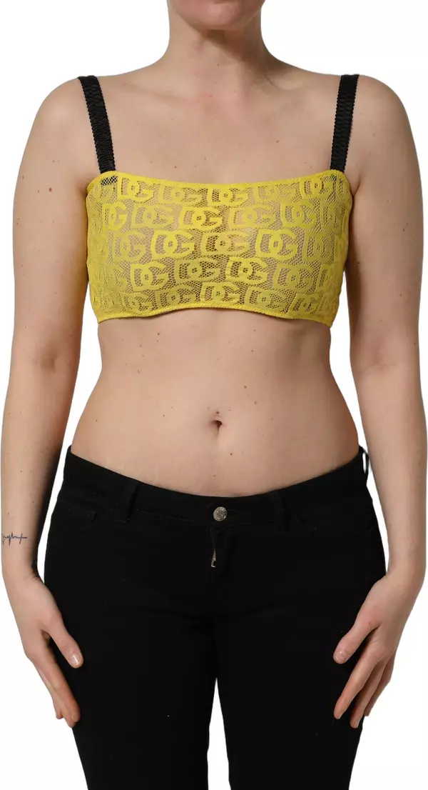 Yellow Cotton Crepe Chiffon Crop Bralette Top