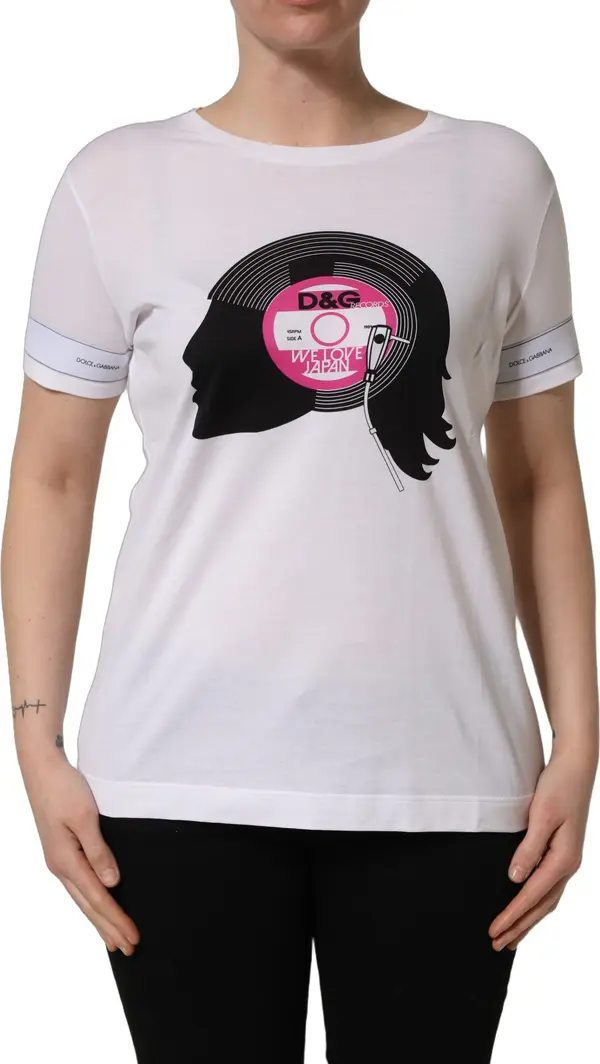 White D&G WE LOVE JAPAN Print Cotton T-shirt
