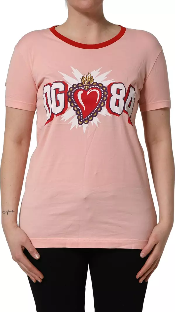 Pink Graphic Print Cotton Crew Neck T-shirt