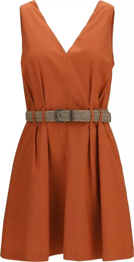 Orange Cotton Casual Dress