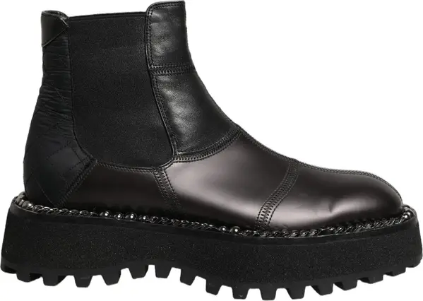 Black Leather Slip On Chelsea Boots Shoes