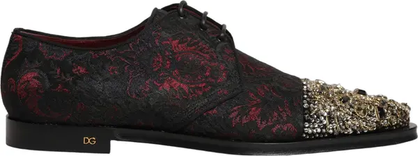 Black Red Embellished Derby Dress Formal Shoes