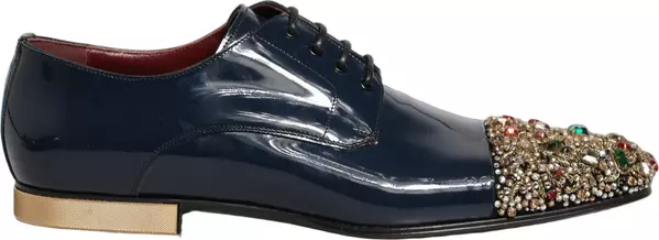Blue Embellished Men Derby Dress Formal Shoes