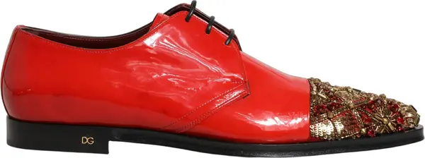 Red Embellished Men Derby Dress Formal Shoes
