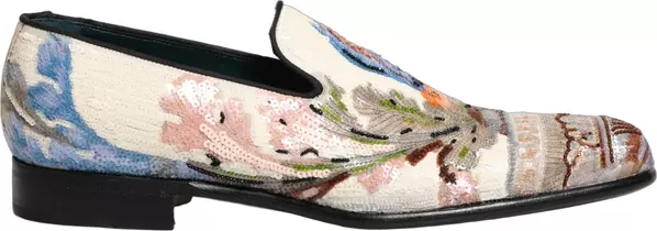 Multicolor Sequin Embroidered Loafers Shoes