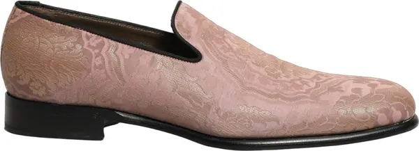 Pink Brocade Men Slip On Dress Loafers Shoes