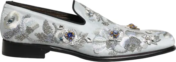 White Floral Embellished Men Loafers Shoes