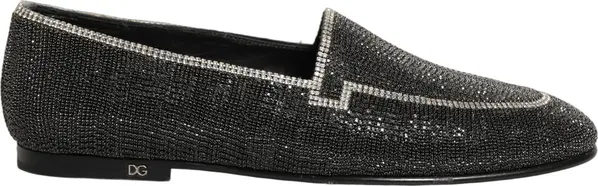 Black Crystal Embellished Men Loafers Shoes
