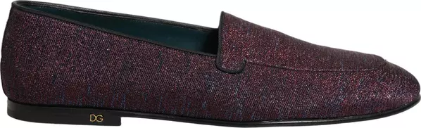 Maroon Glitter Lurex Logo Dress Loafers Shoes