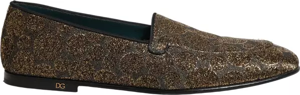 Gold Lurex Glitter Men Slip On Loafers Shoes