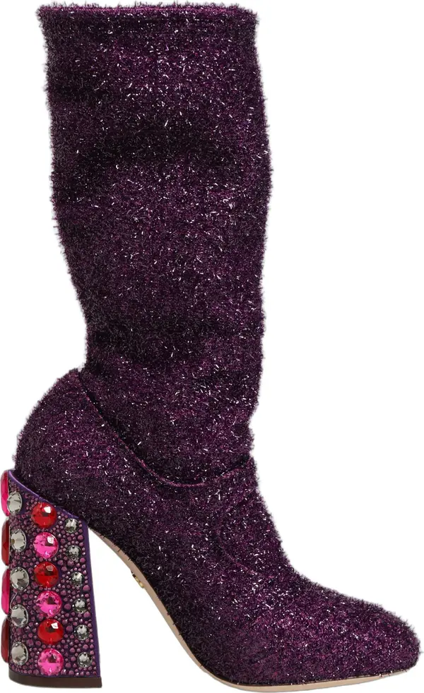 Purple Crystal Lurex Fantasy High Boots Shoes