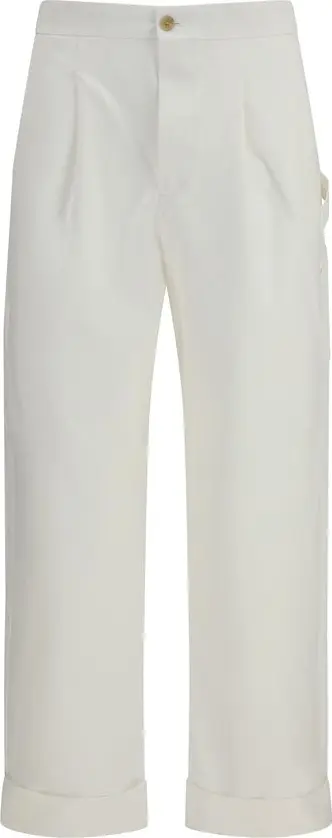 White Cotton Casual Pants