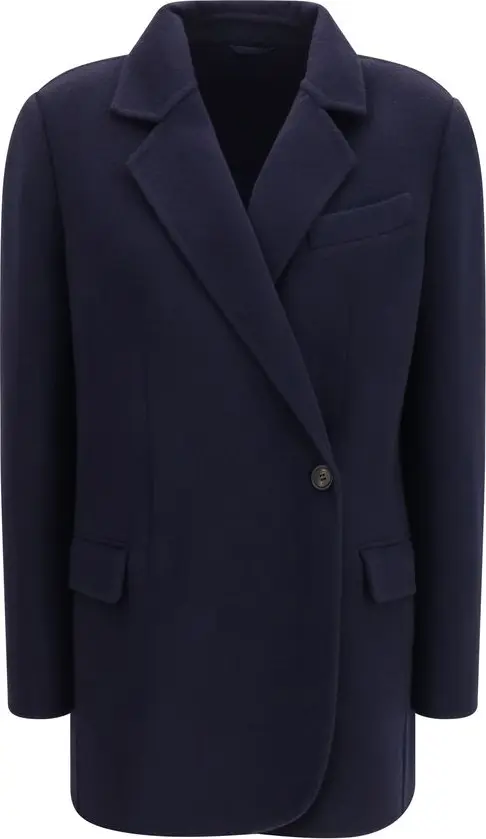 Blue Wool Oves Aries Full-Length Jacket