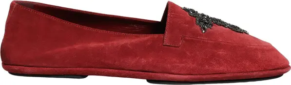 Red Suede Cross Slip On Dress Loafers Shoes