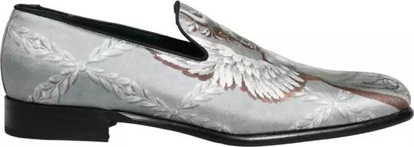 Gray Baroque Angel Velvet Men Loafers Shoes