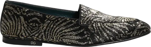 Black Silver Embellished Dress Loafers Shoes