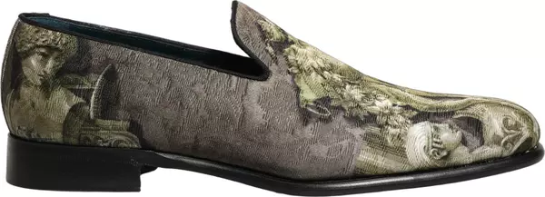 Brown Baroque Print Slip On Men Loafers Shoes