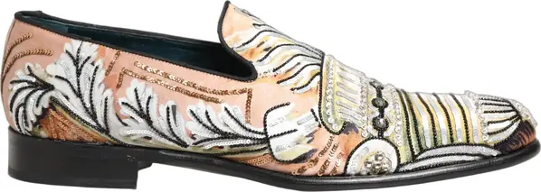 Multicolor Brocade Sequin Dress Loafers Shoes