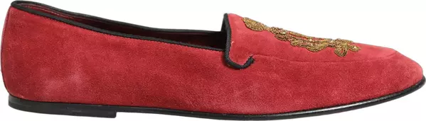Red Velvet Logo Embroidery Men Loafers Shoes