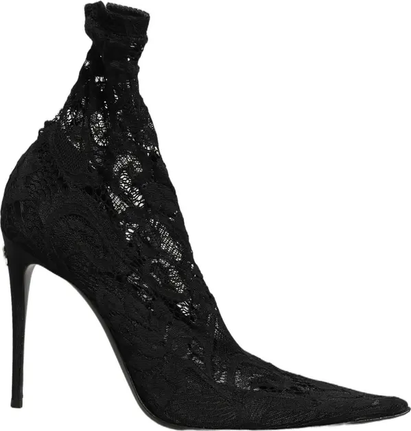 Black Socks Taormina Lace Pumps Boots Shoes