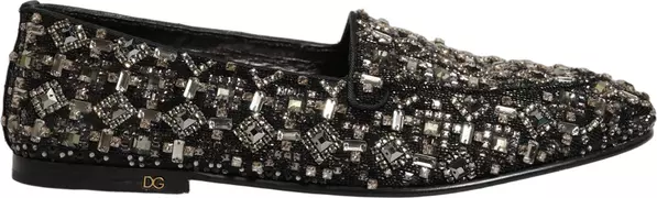 Silver Leather Logo Slip On Loafers Shoes