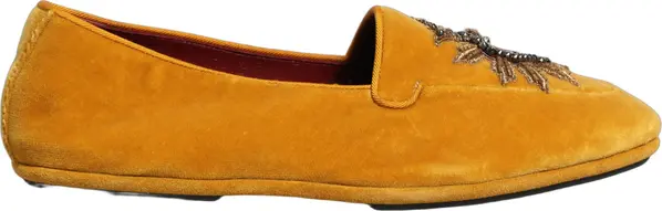 Yellow Velvet DG Heart Loafers Flats Shoes