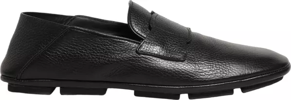 Black Deerskin Leather Driver Loafers Shoes