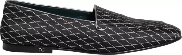 Black Velvet Diamond Stitched Loafers Shoes