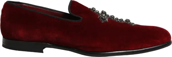 Maroon Suede Cross Slip On Dress Loafers Shoes